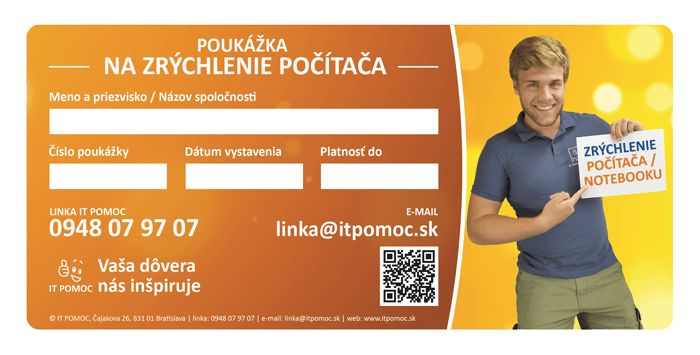 Darujte zrýchlenie počítača. Darujte darčekovú poukážku..